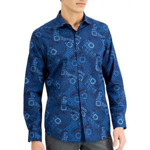 Tasso Elba Men's Blue Combo Paisley-Print Shirt